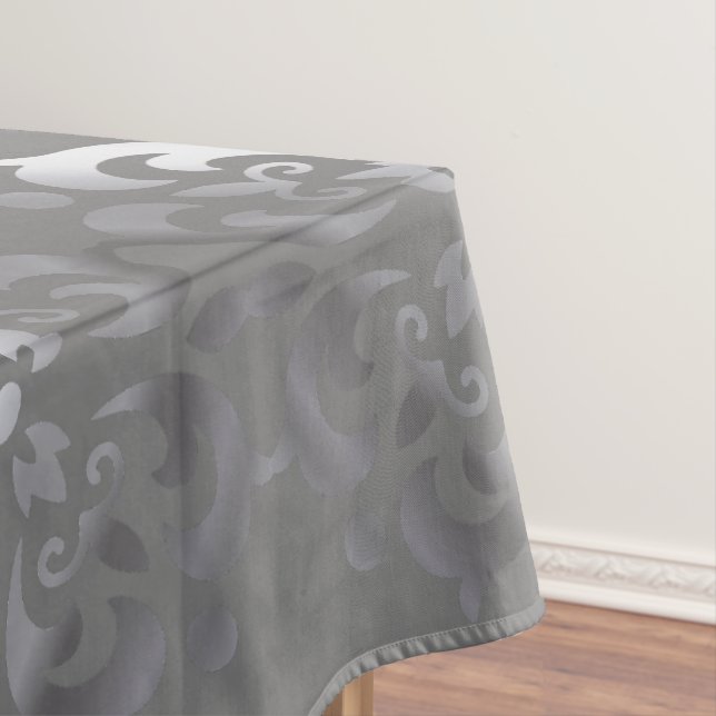 Toalha De Mesa Monograma de prata e Cinza | (Posição Original)