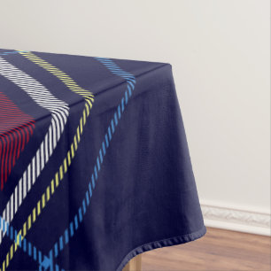 Toalha De Mesa Monograma de Tartan Vermelho Azul em Leão Celta