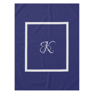 Toalha De Mesa Monograma inicial da cinza azul Elegante