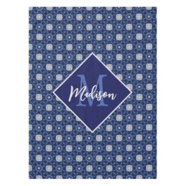 Toalha De Mesa Monograma inicial de cinzas azuis Elegantes