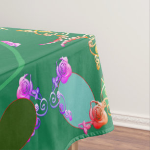 Toalha De Mesa Monograma Ovos de Páscoa Rosa Tablecloth Padrão