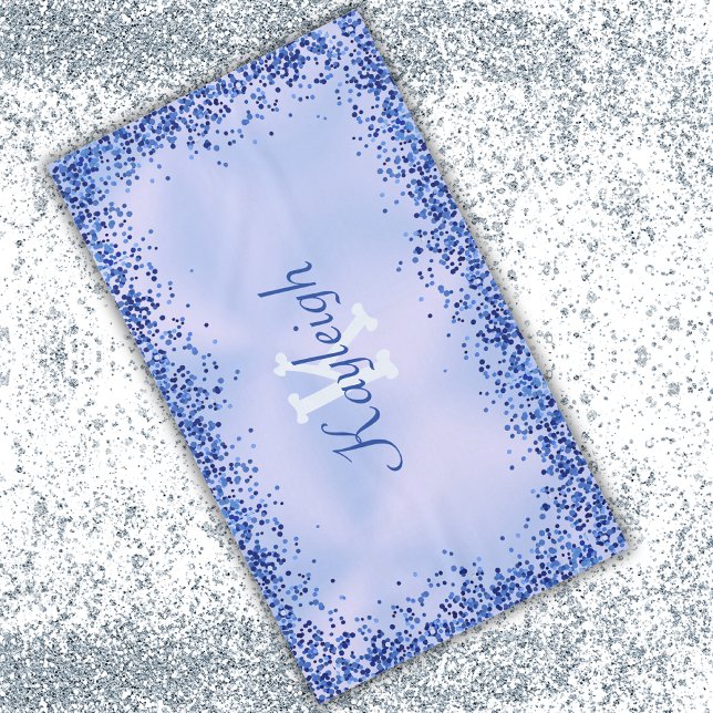 Toalha De Mesa Monograma Simples Azul Brutado de Metal e Largura  (Criador carregado)