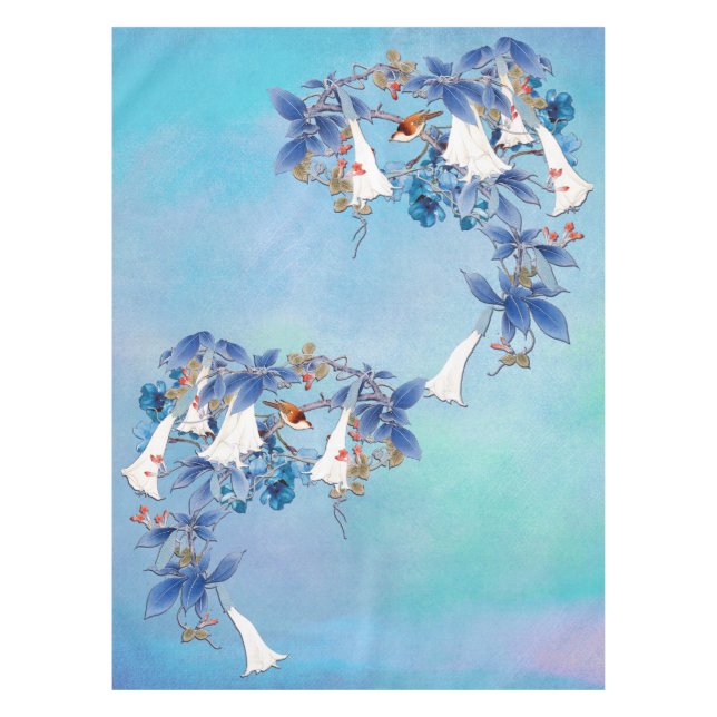 Toalha De Mesa Moonflower, Cor Branca Ilustrada (Frente)