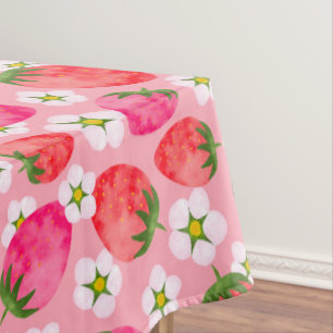 Toalha De Mesa Morango e padrão floral