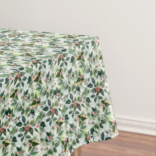 Toalha De Mesa Morango Vermelho e Folhas Variegadas Natal