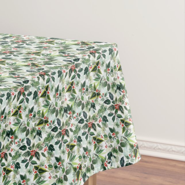 Toalha De Mesa Morango Vermelho e Folhas Variegadas Natal (Posição Original)