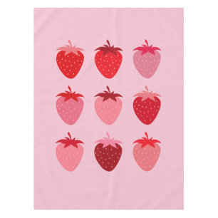 Toalha De Mesa Morangos Aestéticos Rosa E Vermelho