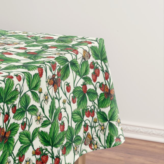 Toalha De Mesa Morangos selvagens sobre a cor branca (Posição Original)
