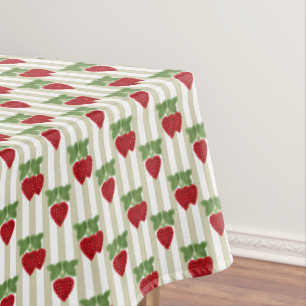 Toalha De Mesa Moretango de morango em fundo listrado retrô