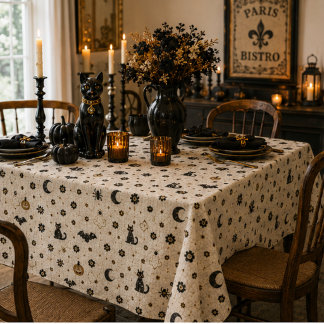 Toalha De Mesa Mosaico de Azulejos Bistrô Parisiense de Halloween