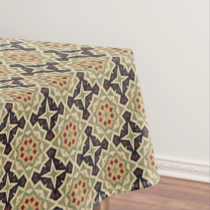 Toalha De Mesa Mosaico Negro Verde-Ochre-vermelho-marfim
