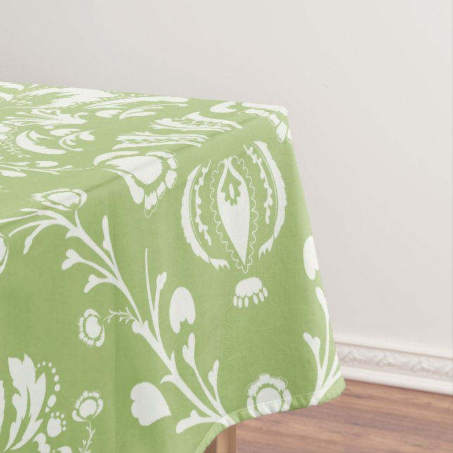 Toalha De Mesa Moss Green Damask (Posição Original)