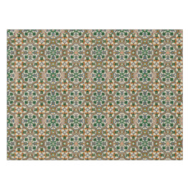 Toalha De Mesa Mostarda verde floral Azulejos Padrão geométrico