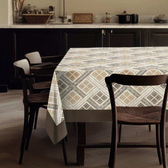 Toalha De Mesa Motifs Geométricos Neutros da Tableta Russa Modern (Modern Rustic Tablecloth Neutral Geometric Motifs)