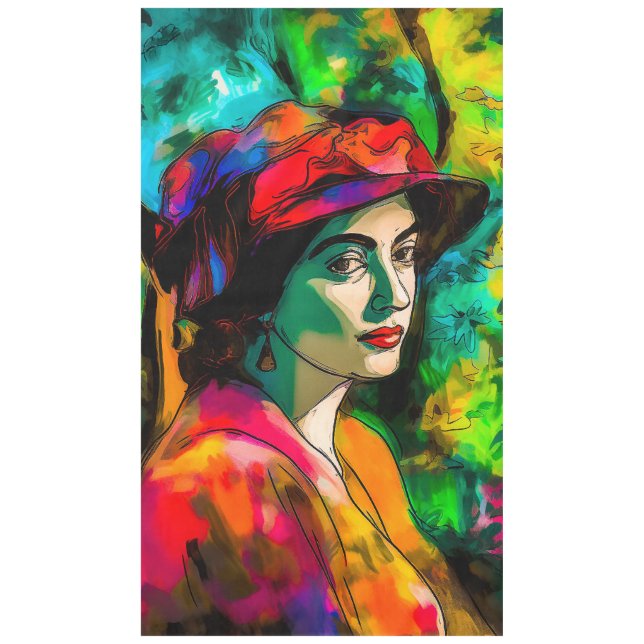 Toalha De Mesa Mulher no Chapéu Vermelho (Frente)