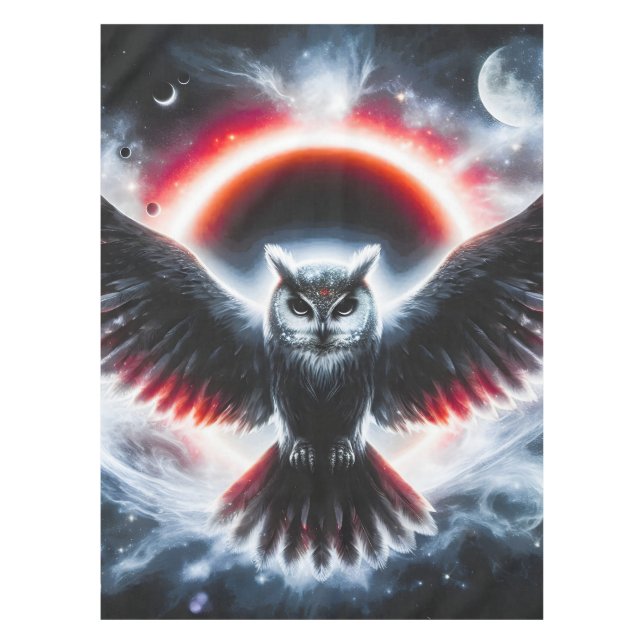 Toalha De Mesa Mystical Cosmic Celestial Owl (Frente)