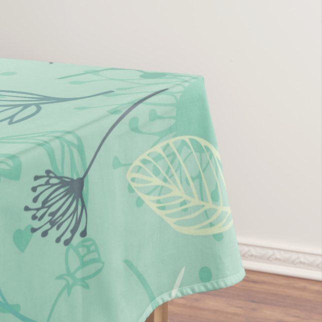 Toalha De Mesa Na moda com vários padrões verdes folínicos (Posição Original)