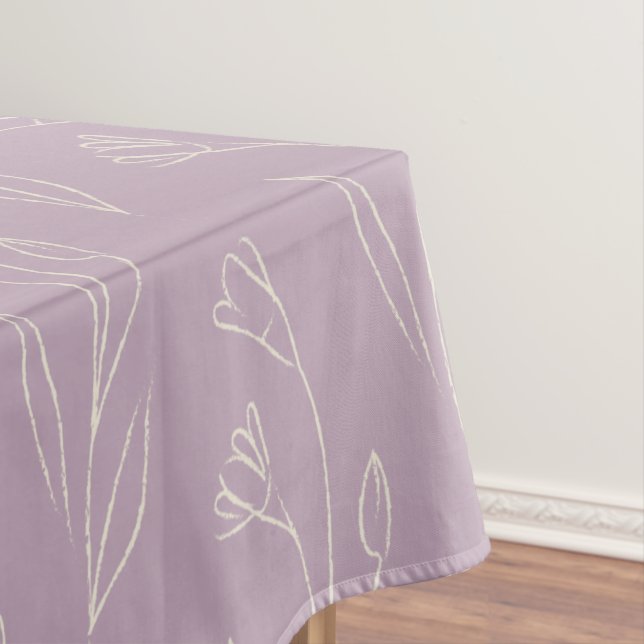 Toalha De Mesa Na moda Floral Line Art Draing in Dusty Lilac (Posição Original)