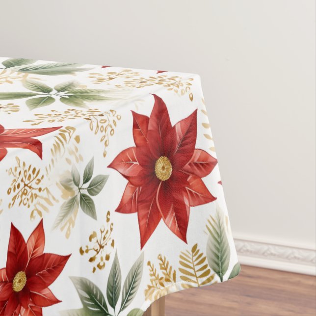 Toalha De Mesa Na moda Poinsettia Floral Flower Natal (Posição Original)