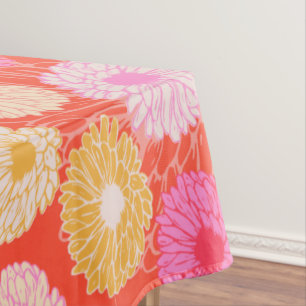 Toalha De Mesa Na moda Retro Dahlia Padrão Floral Rosa Vermelho
