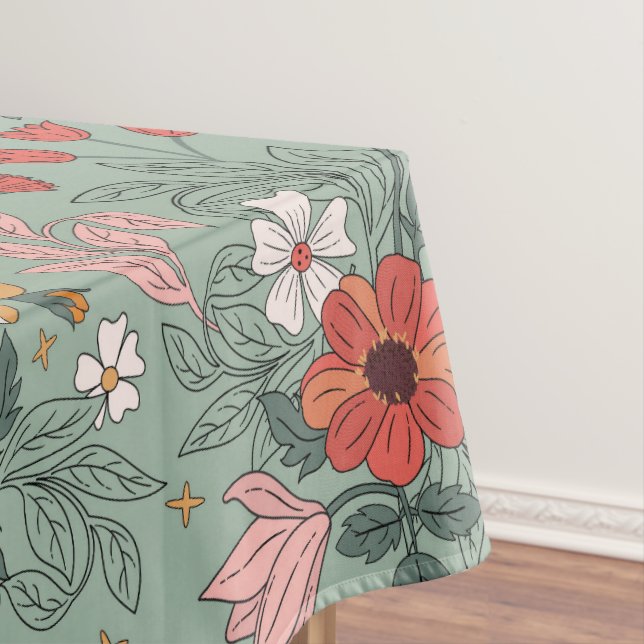 Toalha De Mesa Na moda Sage Green Floral Natal (Posição Original)