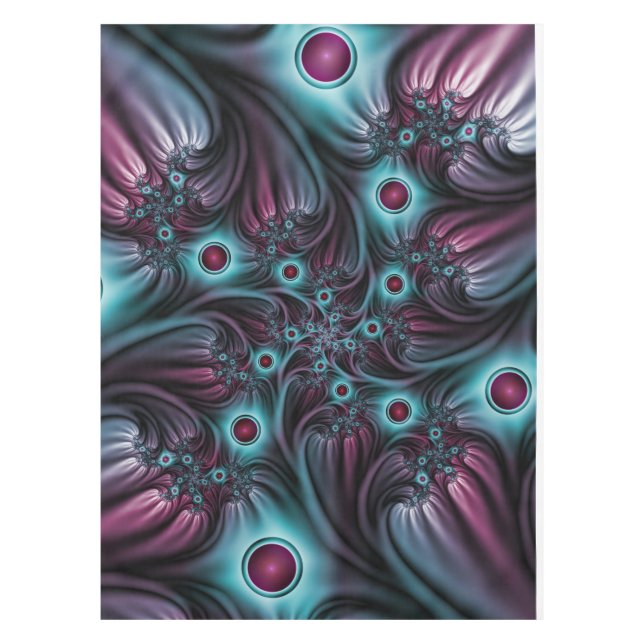 Toalha De Mesa Na Profundidade da Arte Fractal Abstrato Azul Cor- (Frente)