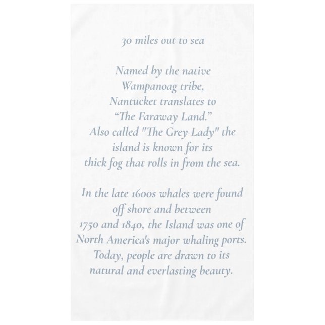 Toalha De Mesa Nantucket 30 milhas para Sea Tablecloth (Frente)