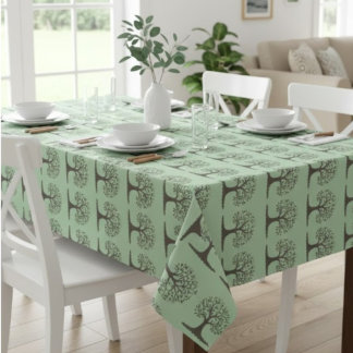 Toalha De Mesa 🌳 Nappe de Table Arbre de Vie Vert Pâle et Nature