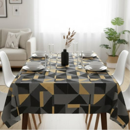 Toalha De Mesa Nappe Géométrique Noire, Grise et Or