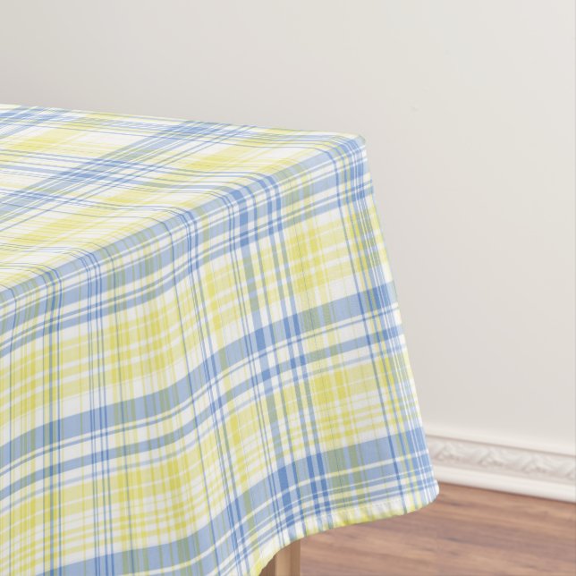 Toalha De Mesa Nappe lignes et carreaux bleus et jaunes (Posição Original)