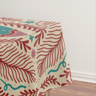 Toalha De Mesa Natais vintages Elegante Vermelho Teal Floral