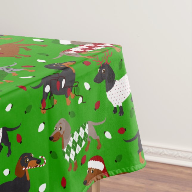 Toalha De Mesa Natal Dachshund Todos os Casacos Tablecloth (Posição Original)
