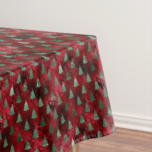 Toalha De Mesa Natal das Árvores Verdes Elegantes (Posição Original)