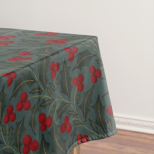 Toalha De Mesa Natal de Bagas de Azevinho (Posição Original)