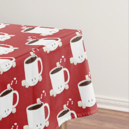 Toalha De Mesa Natal de Chocolate Quente com Padrão Vermelho