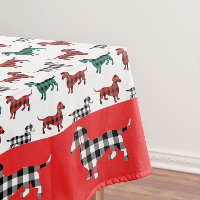 Toalha De Mesa Natal do Red Flannel Dachshund Doxie (Posição Original)