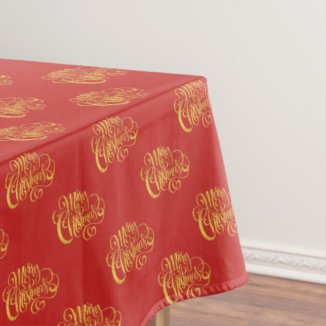 Toalha de mesa Natal Feliz Caligrafia Dourada (Posição Original)