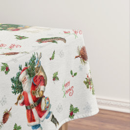 Toalha De Mesa Natal Feliz Vintage Papai Noel