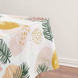Toalha De Mesa Natal festivo com sotaques verdes, dourados, rosa