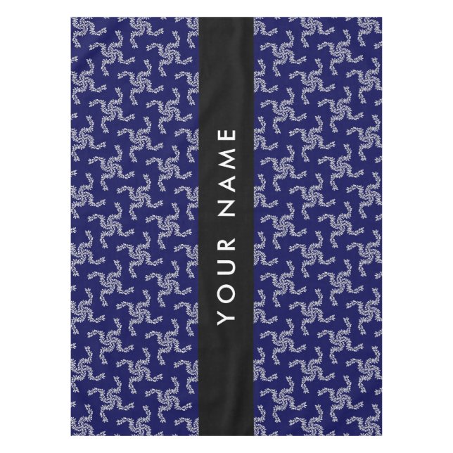 Toalha De Mesa Natal Garland, Azul, Seu nome, Personalize (Frente)