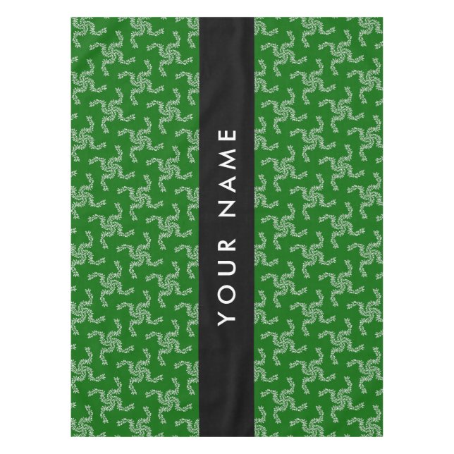 Toalha De Mesa Natal Garland, Verde, Seu nome, Personalize (Frente)
