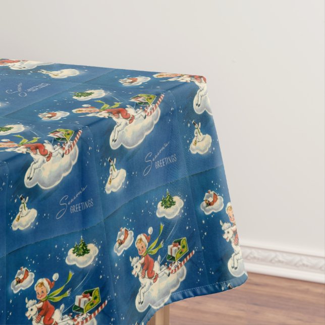 Toalha De Mesa Natal Menino Vintage Retro (Posição Original)