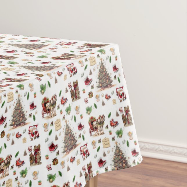 Toalha de mesa Natal Papai Noel Clássico Vintage  (Posição Original)