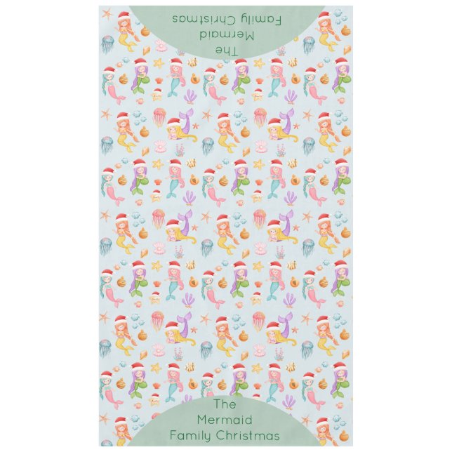 Toalha De Mesa Natal para Papais noeis de Sereia (Frente)