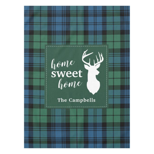 Toalha De Mesa Natal Tartan Sweet Home Clan Campbell Xadrez (Frente)