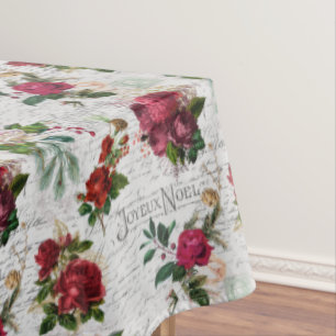Toalha De Mesa natal vintage Rosa Joyeux Noel Ephemera