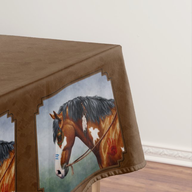 Toalha De Mesa Nativo Americano Bay Pinto Horse Brown (Posição Original)