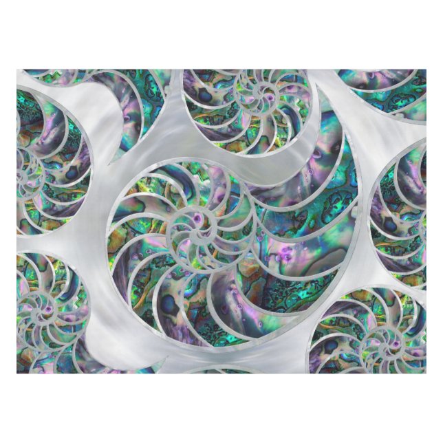 Toalha De Mesa Nautilus Shell Abalone e Pearl (Frente (Horizontal))
