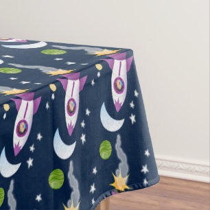 Toalha De Mesa Nave espacial fofa em ilustração de desenho animad