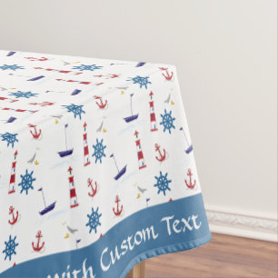 Toalha De Mesa Navio-velejador de farol náutico Personalizado